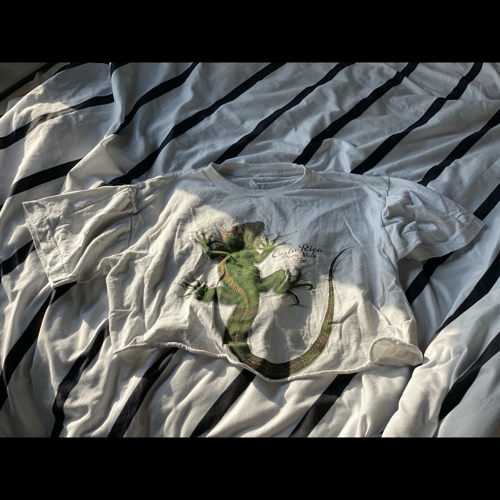 Cropped Oversized White Graphic Tee